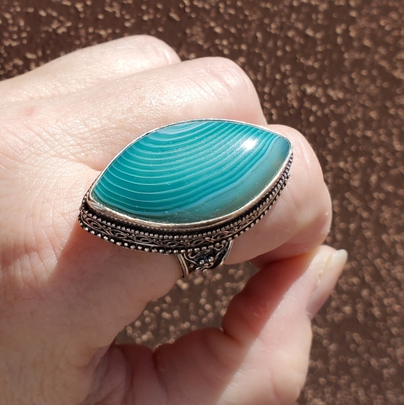 New Huge Botswana Agate 925 Silver Statement Ring. - Picture 3 of 9